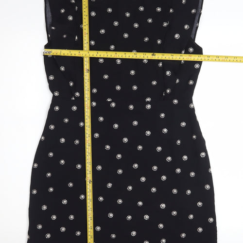 Liena Women Black Floral Embroidered Shift Dress Size 12