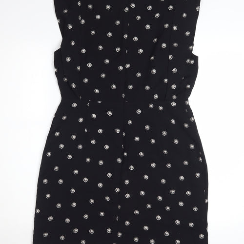 Liena Women Black Floral Embroidered Shift Dress Size 12