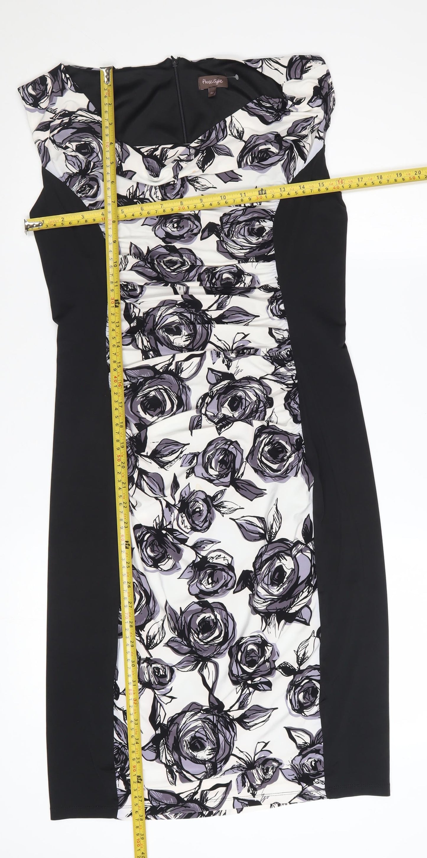 Phase Eight Women’s Black Floral Bodycon Dress Size 14