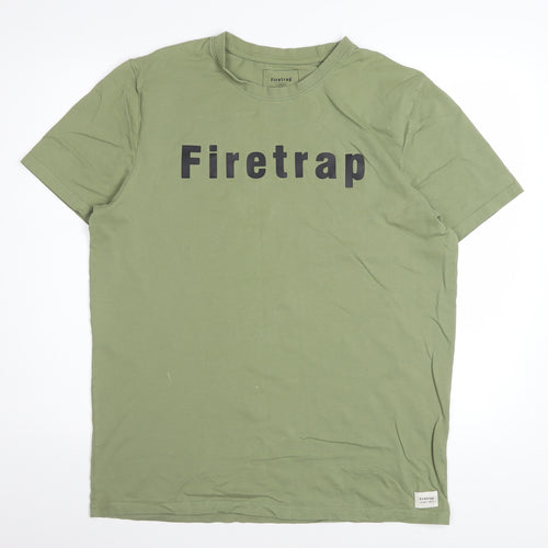 Firetrap Men's Green XL Graphic Logo Cotton T-Shirt