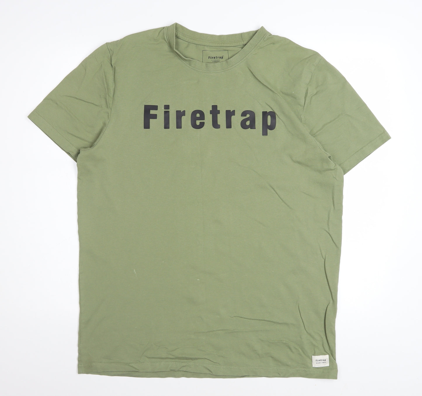 Firetrap Men's Green XL Graphic Logo Cotton T-Shirt