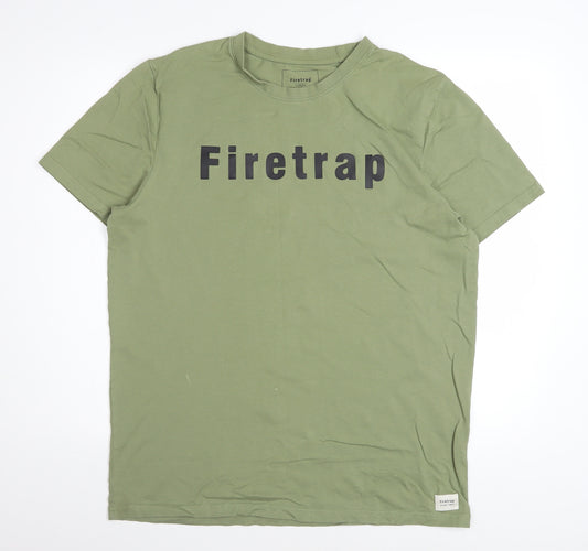 Firetrap Men's Green XL Graphic Logo Cotton T-Shirt