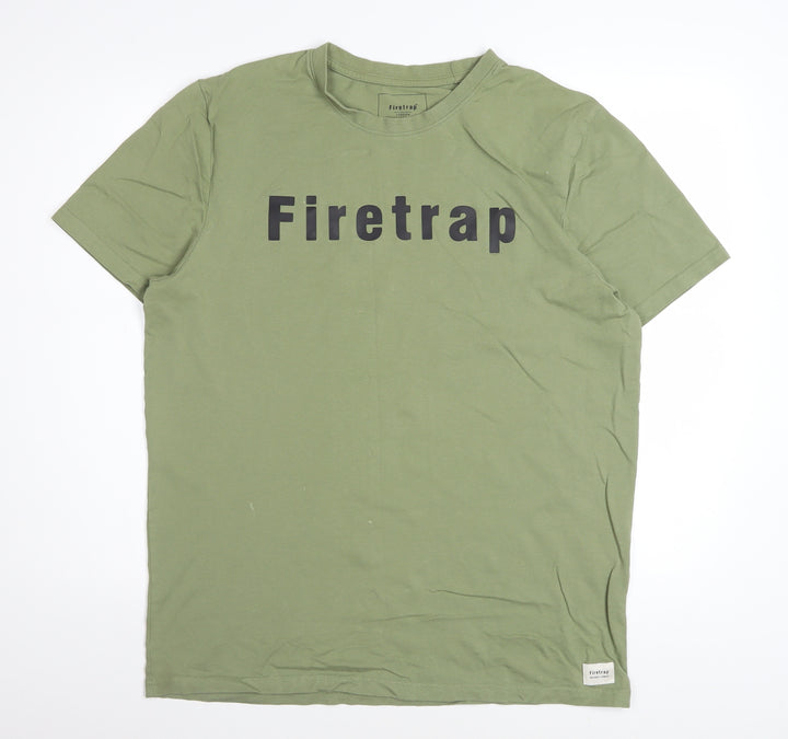 Firetrap Men's Green XL Graphic Logo Cotton T-Shirt