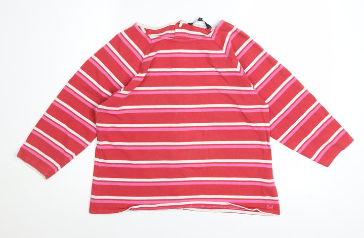 Crew Clothing Company Women's Red Striped Cotton Long Sleeve Top Size 12