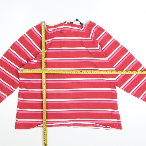Crew Clothing Company Women's Red Striped Cotton Long Sleeve Top Size 12