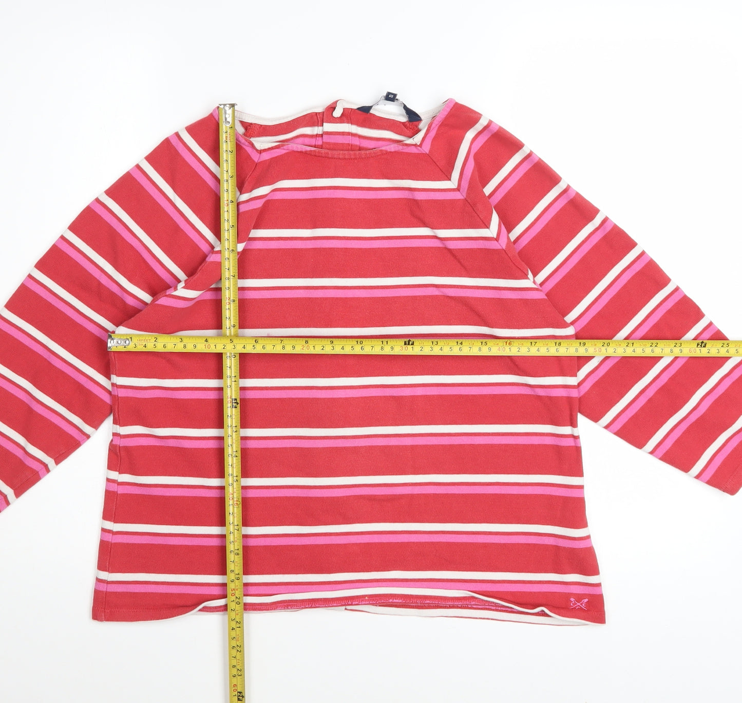 Crew Clothing Company Women's Red Striped Cotton Long Sleeve Top Size 12