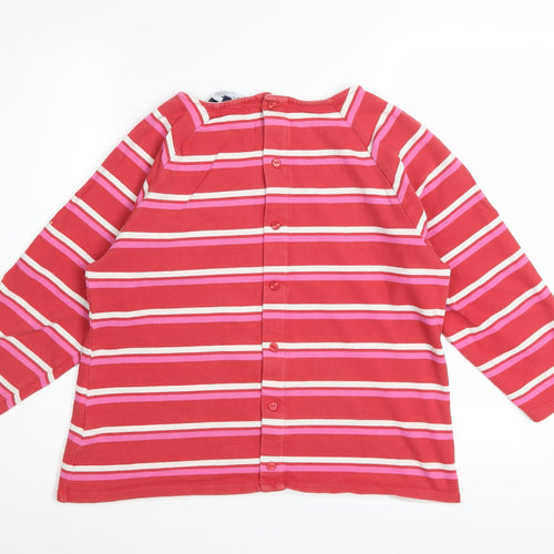 Crew Clothing Company Women's Red Striped Cotton Long Sleeve Top Size 12