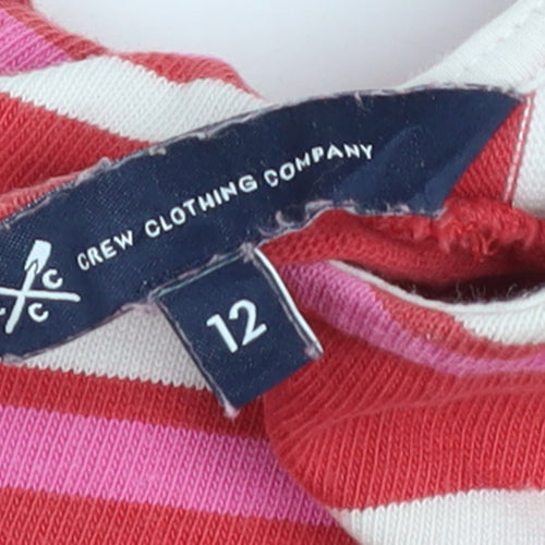 Crew Clothing Company Women's Red Striped Cotton Long Sleeve Top Size 12