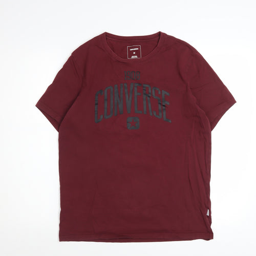 Converse Men's Red Graphic Logo T-Shirt Size M Crew Neck Cotton