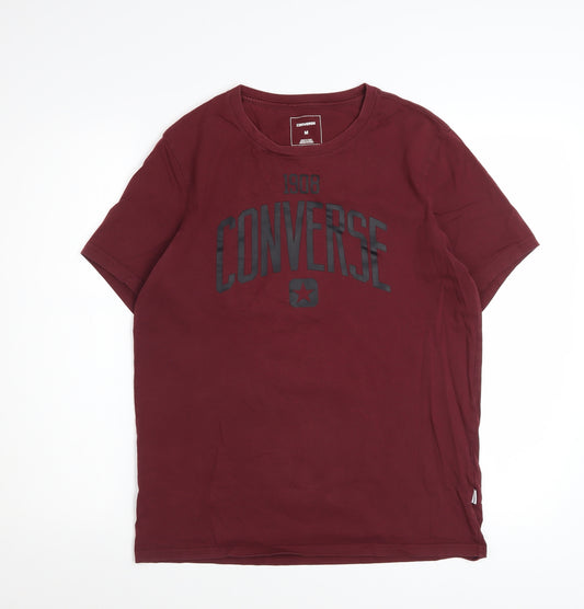 Converse Men's Red Graphic Logo T-Shirt Size M Crew Neck Cotton