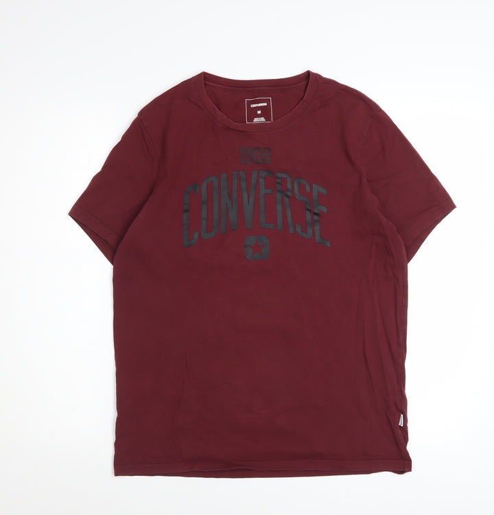Converse Men's Red Graphic Logo T-Shirt Size M Crew Neck Cotton