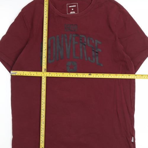 Converse Men's Red Graphic Logo T-Shirt Size M Crew Neck Cotton