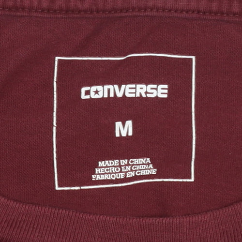 Converse Men's Red Graphic Logo T-Shirt Size M Crew Neck Cotton