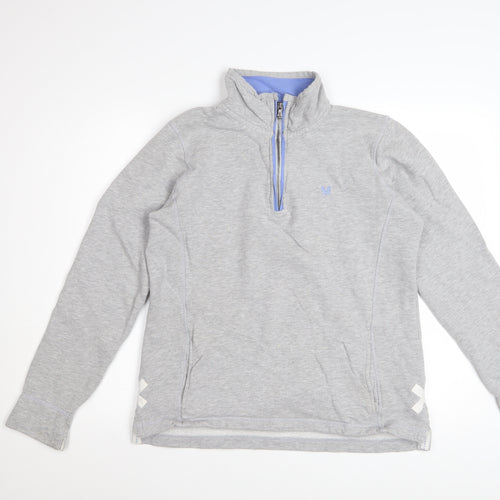 Crew Clothing Women's Grey 1/4 Zip Cotton Sweatshirt Size 12