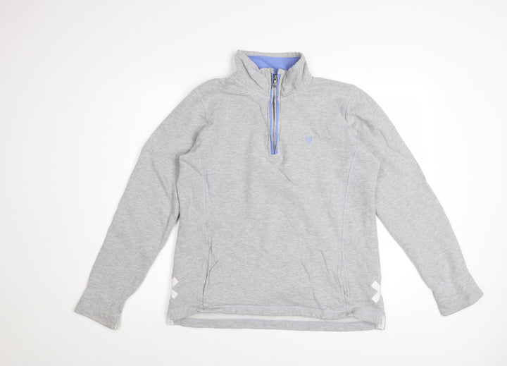 Crew Clothing Women's Grey 1/4 Zip Cotton Sweatshirt Size 12