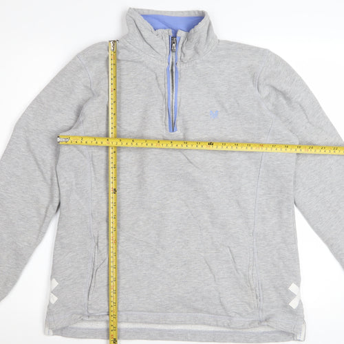 Crew Clothing Women's Grey 1/4 Zip Cotton Sweatshirt Size 12