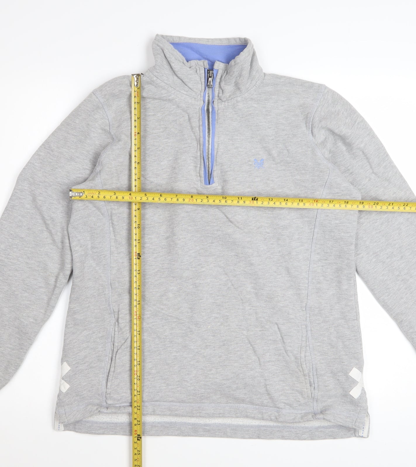 Crew Clothing Women's Grey 1/4 Zip Cotton Sweatshirt Size 12