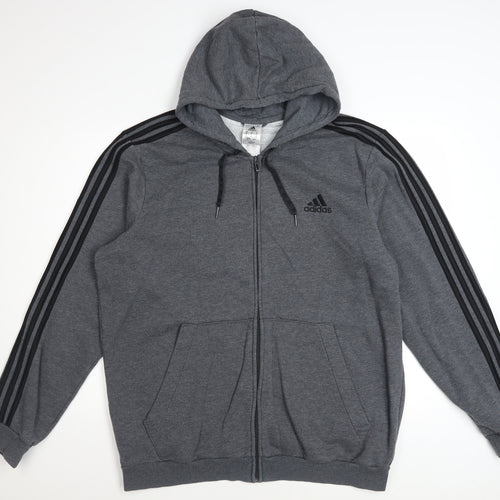 Adidas Men’s Grey Full Zip Hoodie XL Sportswear