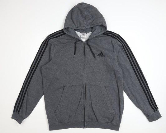 Adidas Men’s Grey Full Zip Hoodie XL Sportswear