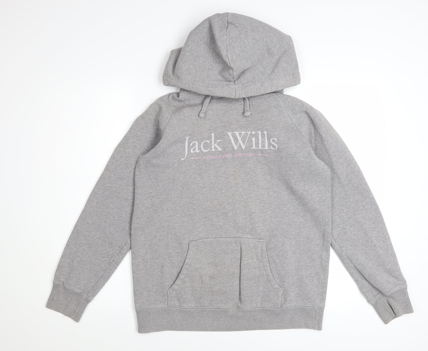 Jack Wills Womens Grey Pullover Hoodie UK 10 Cotton Blend Casual