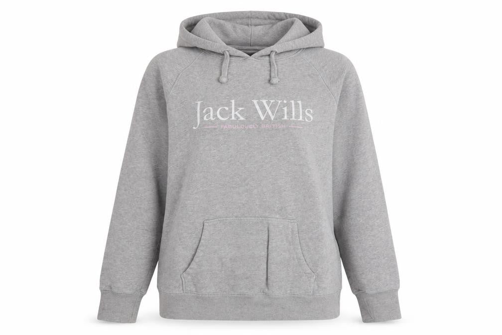 Front view of Jack Wills women’s grey pullover hoodie uk 10 cotton blend casual