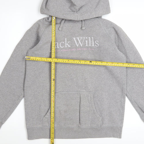 Jack Wills Womens Grey Pullover Hoodie UK 10 Cotton Blend Casual