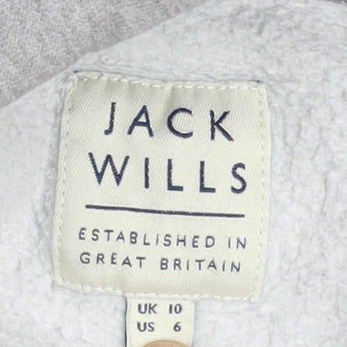 Jack Wills Womens Grey Pullover Hoodie UK 10 Cotton Blend Casual