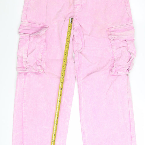 boohooMAN Men's Pink Corduroy Cargo Trousers Size 30 Regular