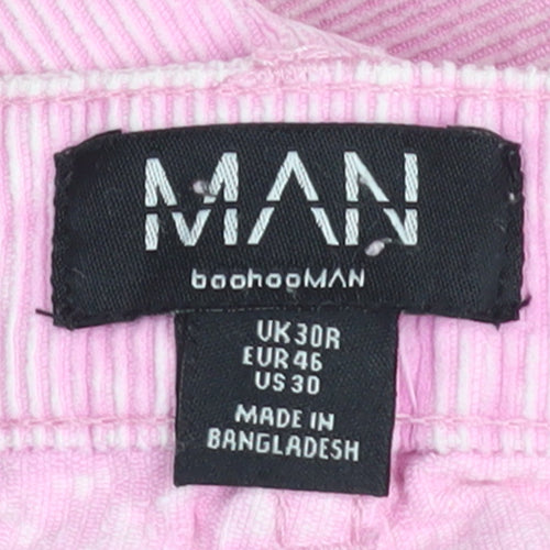 boohooMAN Men's Pink Corduroy Cargo Trousers Size 30 Regular