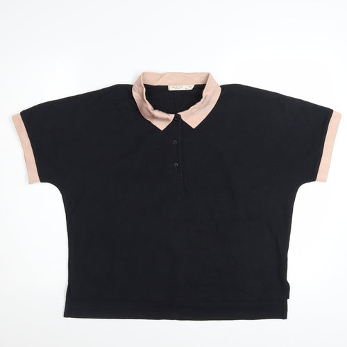 rag & bone Women's Black Short Sleeve Polo Shirt Size S
