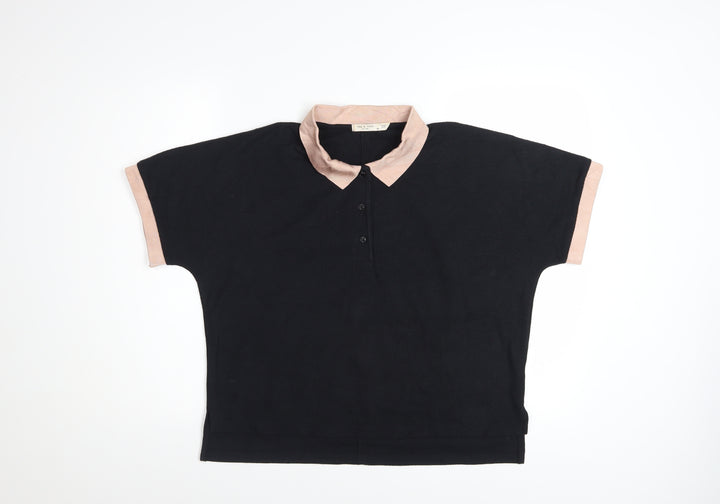 rag & bone Women's Black Short Sleeve Polo Shirt Size S