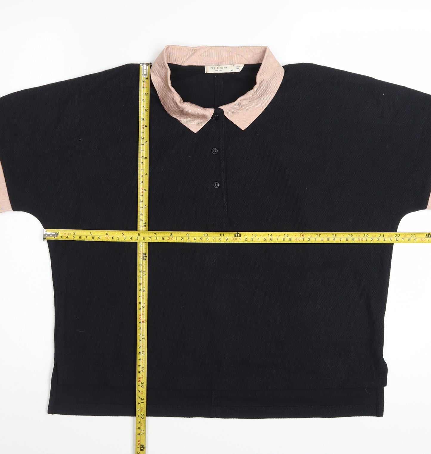 rag & bone Women's Black Short Sleeve Polo Shirt Size S