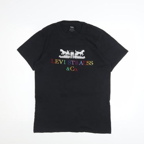 Levi's Women's Black Embroidered Logo Cotton T-Shirt Size S