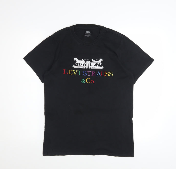 Levi's Women's Black Embroidered Logo Cotton T-Shirt Size S