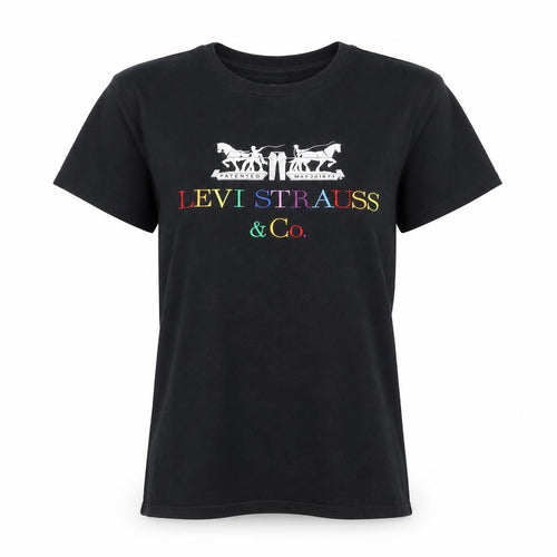 Levi's Women's Black Embroidered Logo Cotton T-Shirt Size S