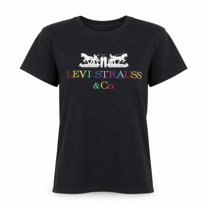 Levi's Women's Black Embroidered Logo Cotton T-Shirt Size S
