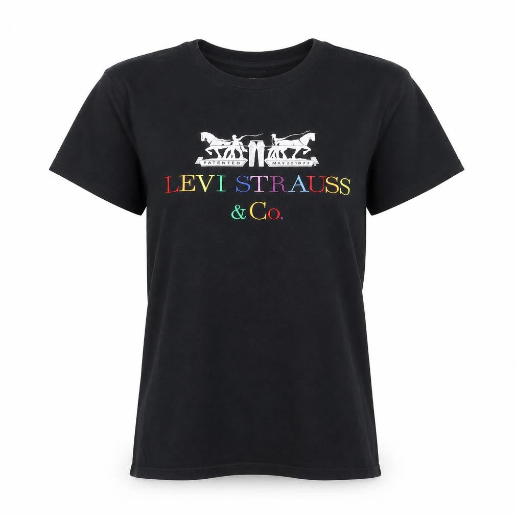 Levi's Women's Black Embroidered Logo Cotton T-Shirt Size S