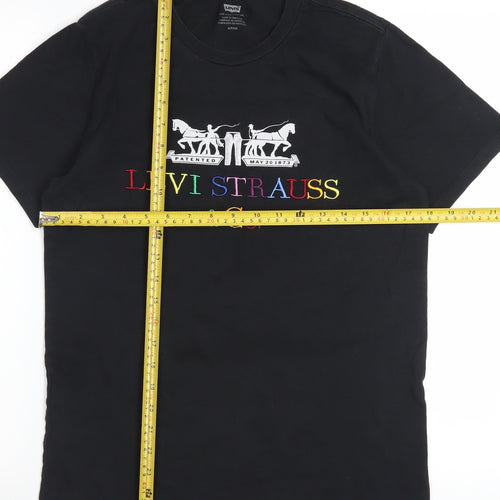 Levi's Women's Black Embroidered Logo Cotton T-Shirt Size S