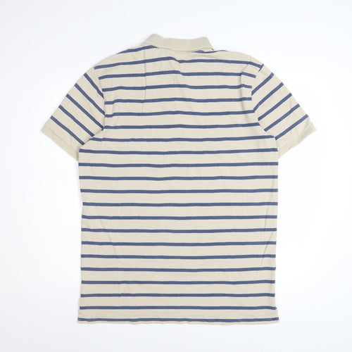GAP Men’s Beige Striped Stretch Cotton Polo Shirt Size M