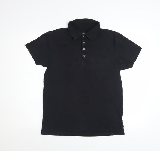French Connection Men's Black Cotton Short Sleeve Polo M