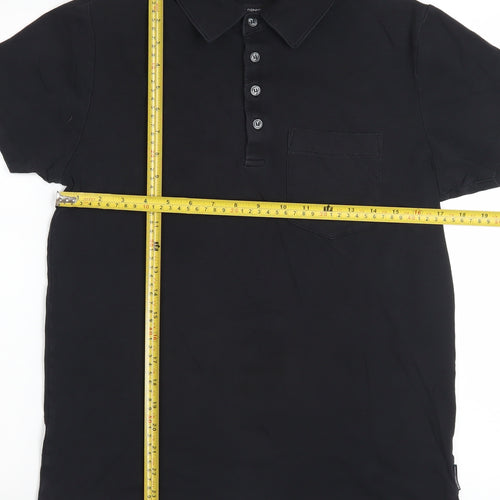 French Connection Men's Black Cotton Short Sleeve Polo M