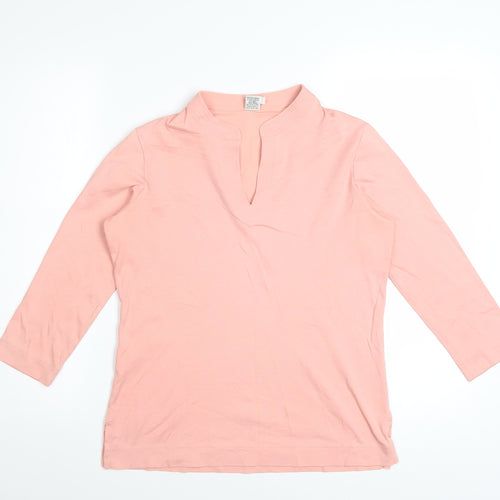 Peruvian Connection Women Pink Tunic Blouse 3/4 Sleeve 100% Cotton S