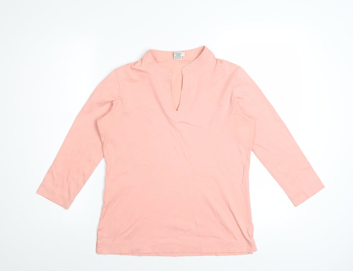 Peruvian Connection Women Pink Tunic Blouse 3/4 Sleeve 100% Cotton S