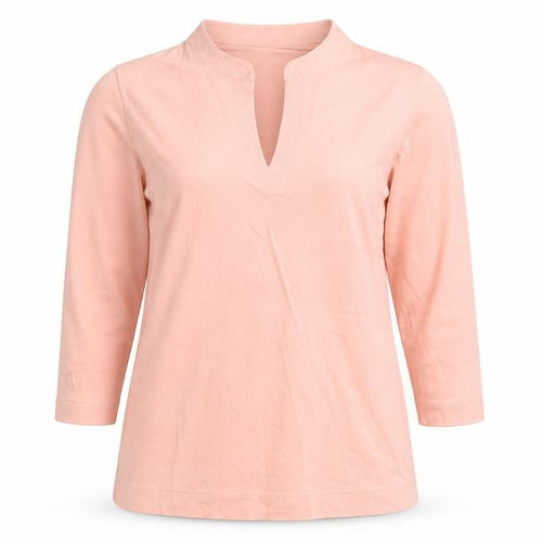 Peruvian Connection Women Pink Tunic Blouse 3/4 Sleeve 100% Cotton S