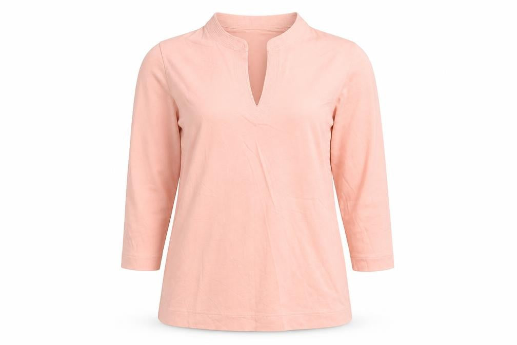 Peruvian Connection Women Pink Tunic Blouse 3/4 Sleeve 100% Cotton S