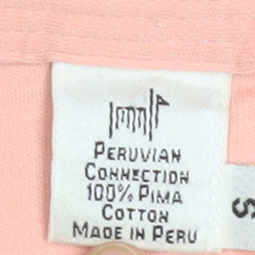 Peruvian Connection Women Pink Tunic Blouse 3/4 Sleeve 100% Cotton S