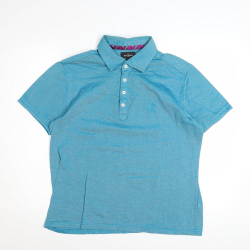 Jeff Banks Men's Blue Cotton Short Sleeve Polo Shirt Size L