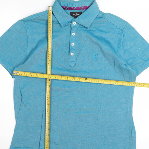 Jeff Banks Men's Blue Cotton Short Sleeve Polo Shirt Size L