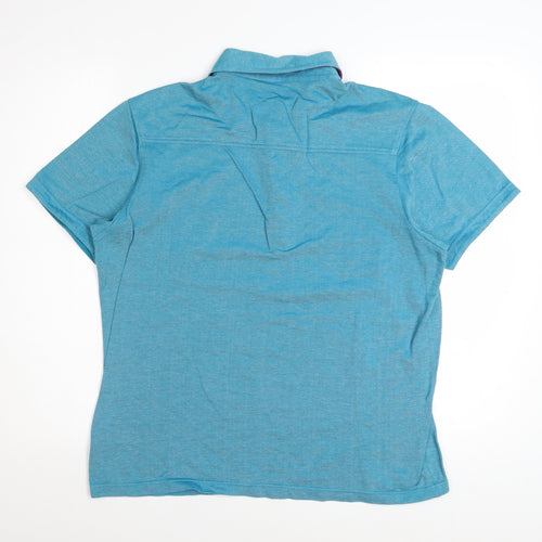 Jeff Banks Men's Blue Cotton Short Sleeve Polo Shirt Size L