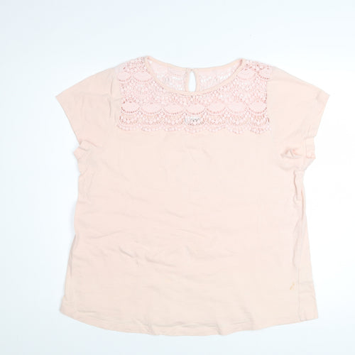 Together Women's Pink Lace Crochet Cotton T-Shirt Size 16